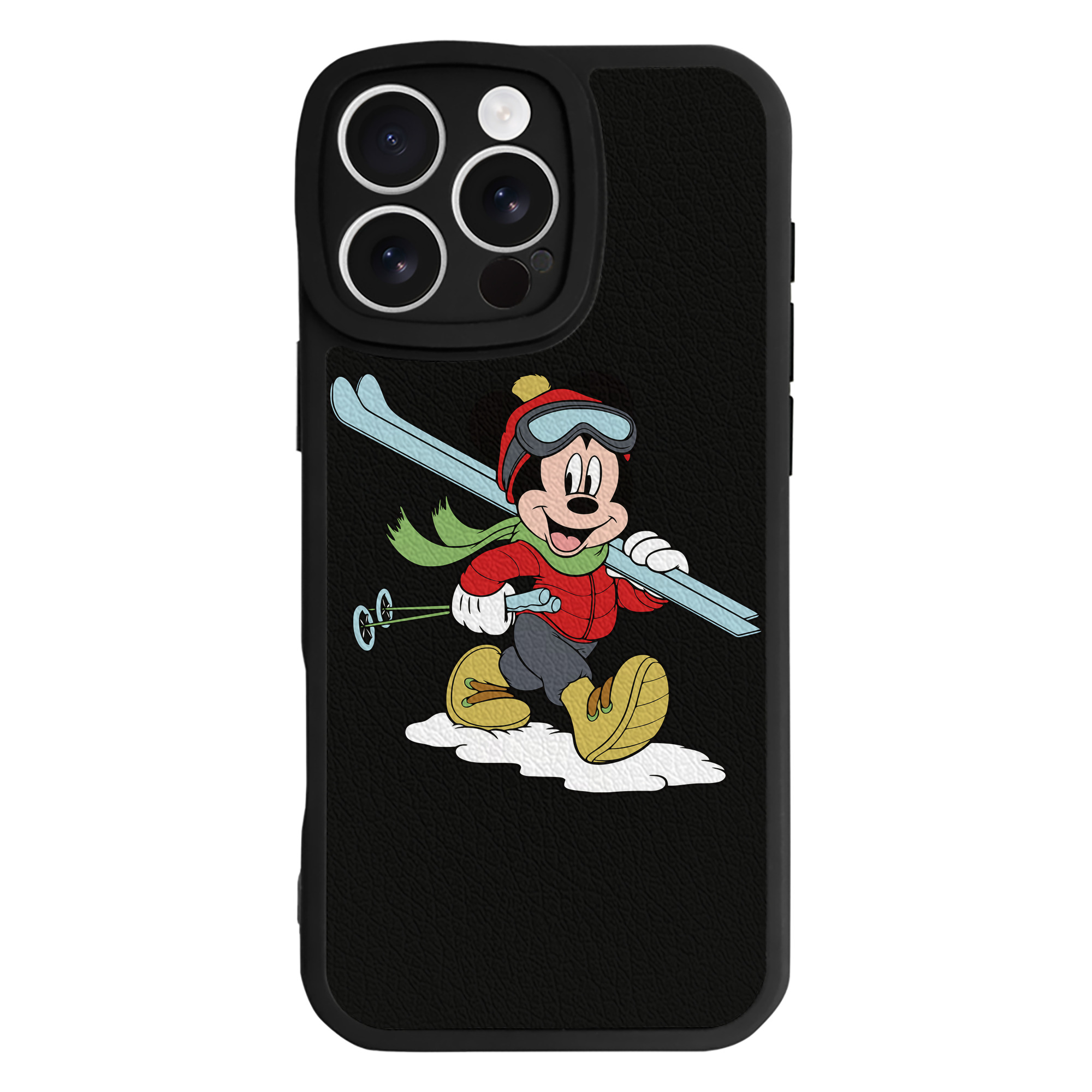 （画像用） ミッキーマウス Mickey Mouse 【iPhone 16シリーズ対応】シリコンスマホケース（レザー調） 材質：シリコン
